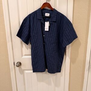Goodfellow & Co Dark Blue Striped Casual Shirt